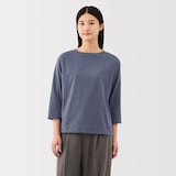 婦人　天竺編みボートネック七分袖Ｔシャツ