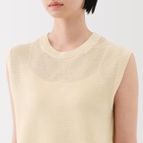 婦人　強撚コットンメッシュフレンチスリーブセーター