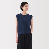 婦人　強撚コットンメッシュフレンチスリーブセーター