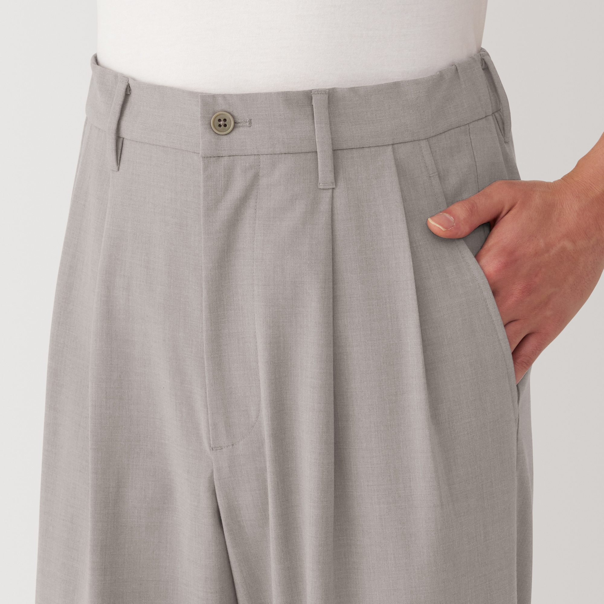 紳士　乾きやすいイージータックワイドパンツ