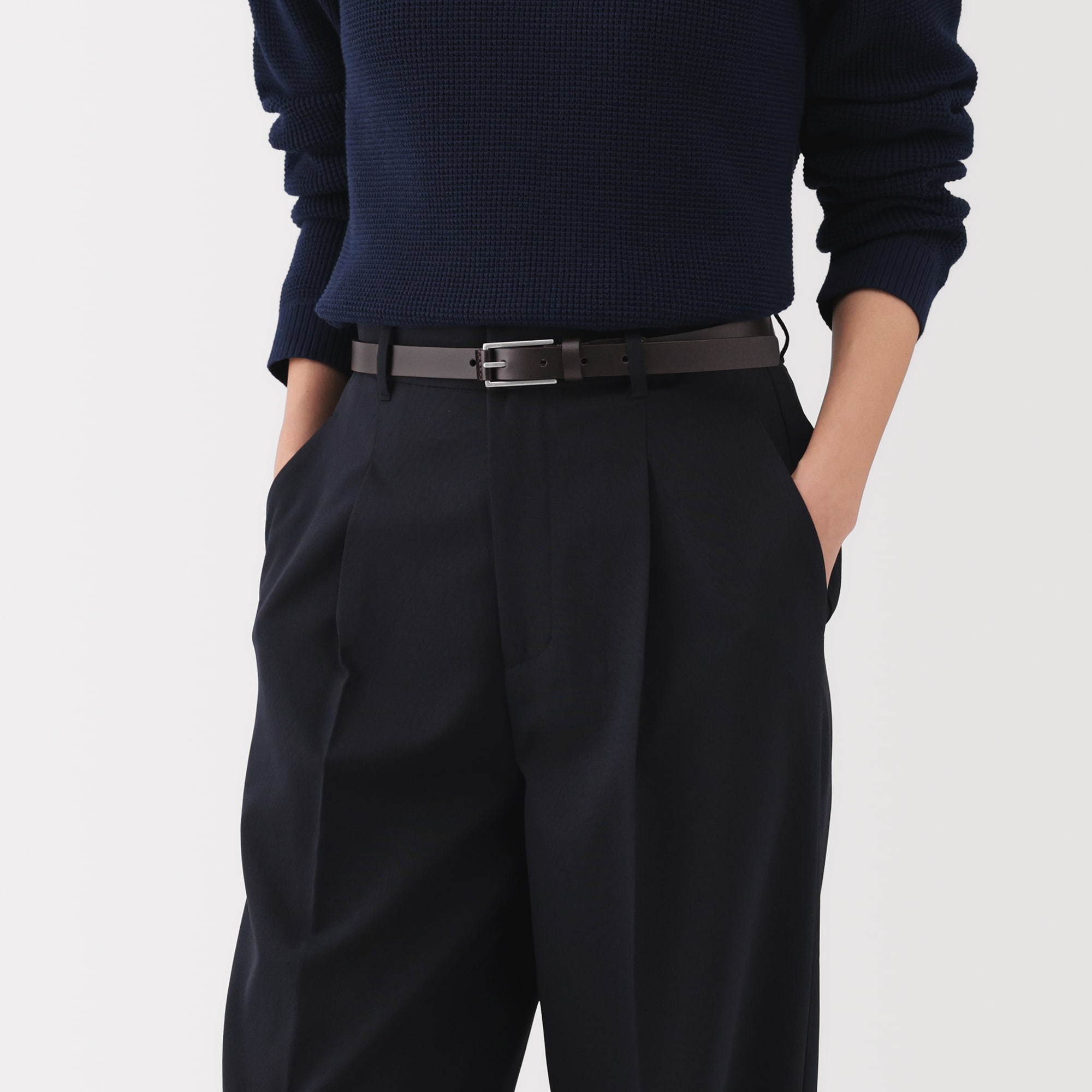 ベジタブルタンニンレザー　長さ調節式ベルト　細幅