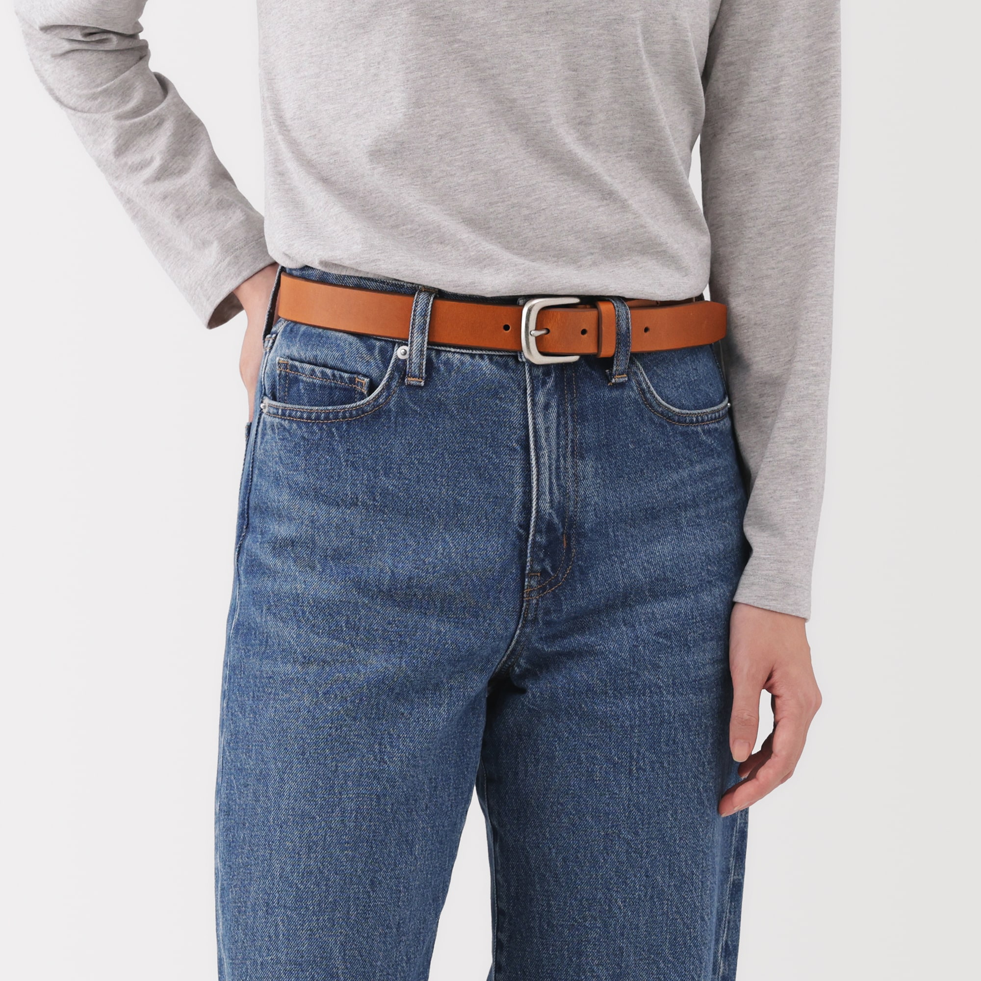 ベジタブルタンニンレザー　長さ調節式ベルト　中幅