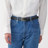 ベジタブルタンニンレザー　手編みベルト　中幅