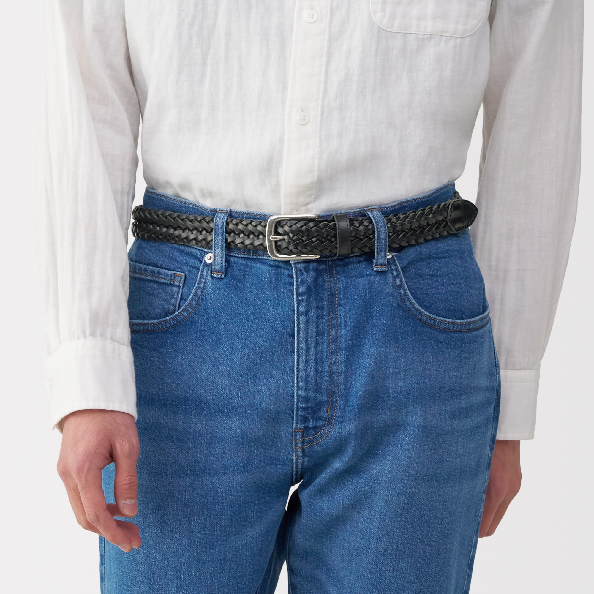 ベジタブルタンニンレザー　手編みベルト　中幅