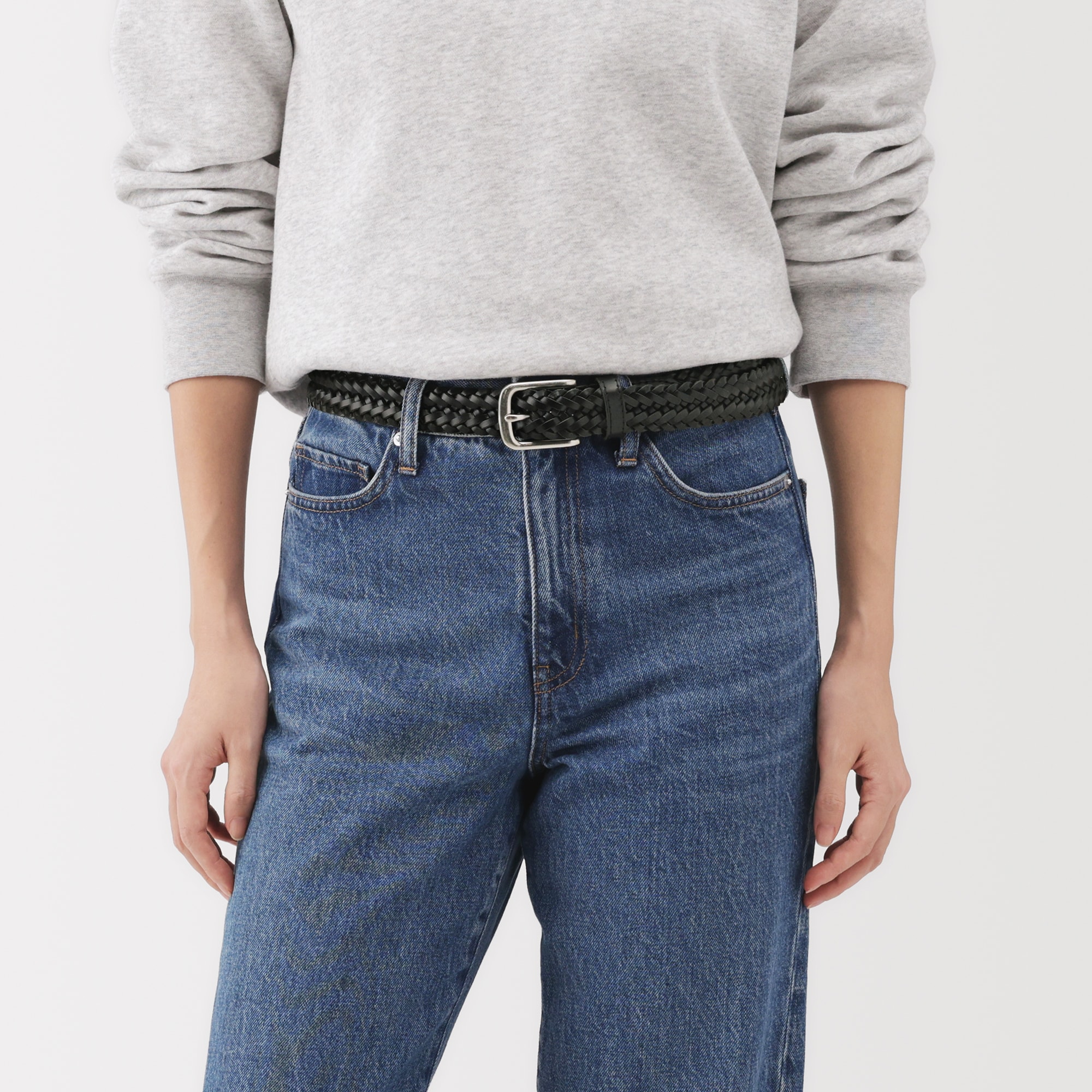 ベジタブルタンニンレザー　手編みベルト　中幅