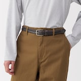 ベジタブルタンニンレザー　手編みベルト　中幅