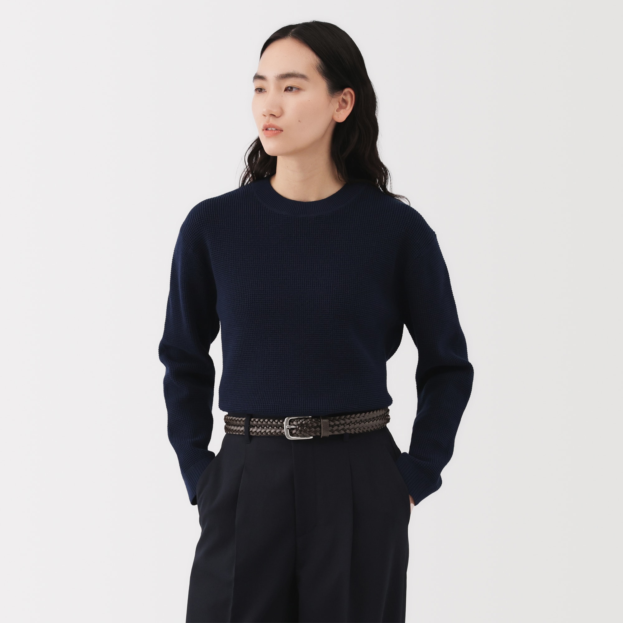 ベジタブルタンニンレザー　手編みベルト　中幅