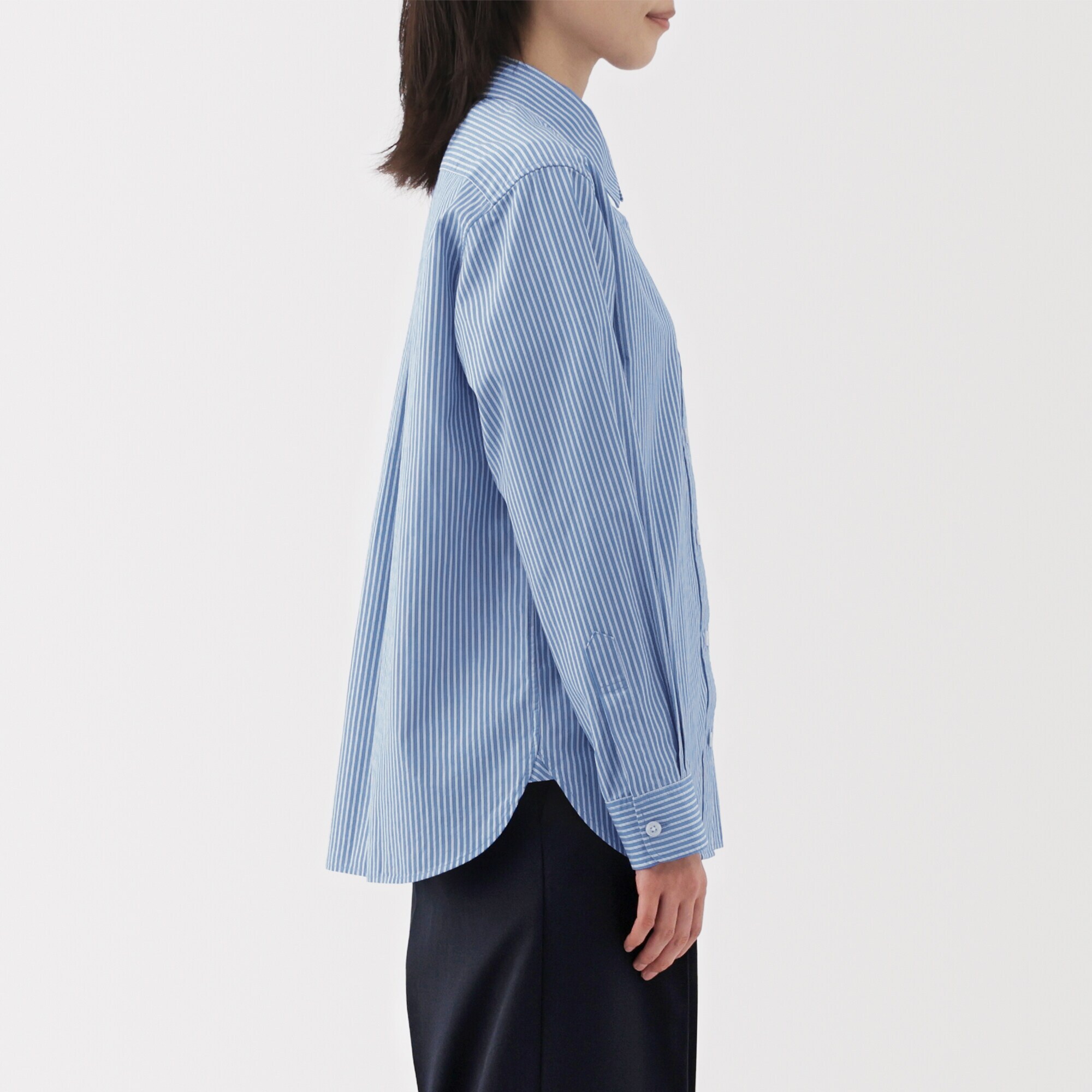 婦人　洗いざらし　ブロードレギュラーカラー長袖シャツ