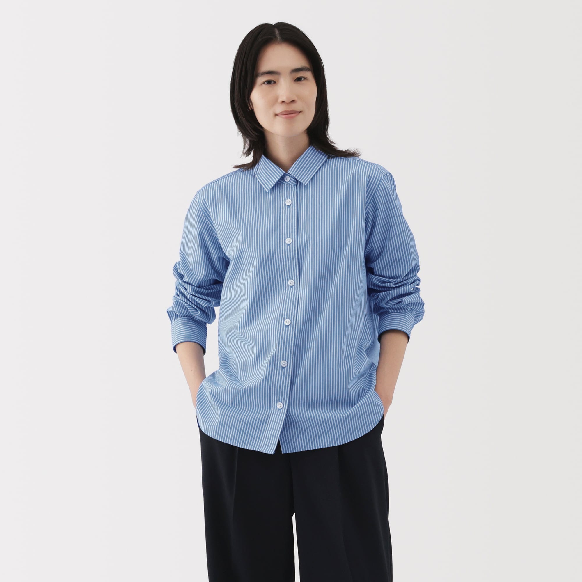 婦人 洗いざらし ブロードレギュラーカラー長袖シャツ | 無印良品