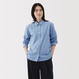 婦人　洗いざらし　ブロードレギュラーカラー長袖シャツ