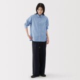 婦人　洗いざらし　ブロードレギュラーカラー長袖シャツ