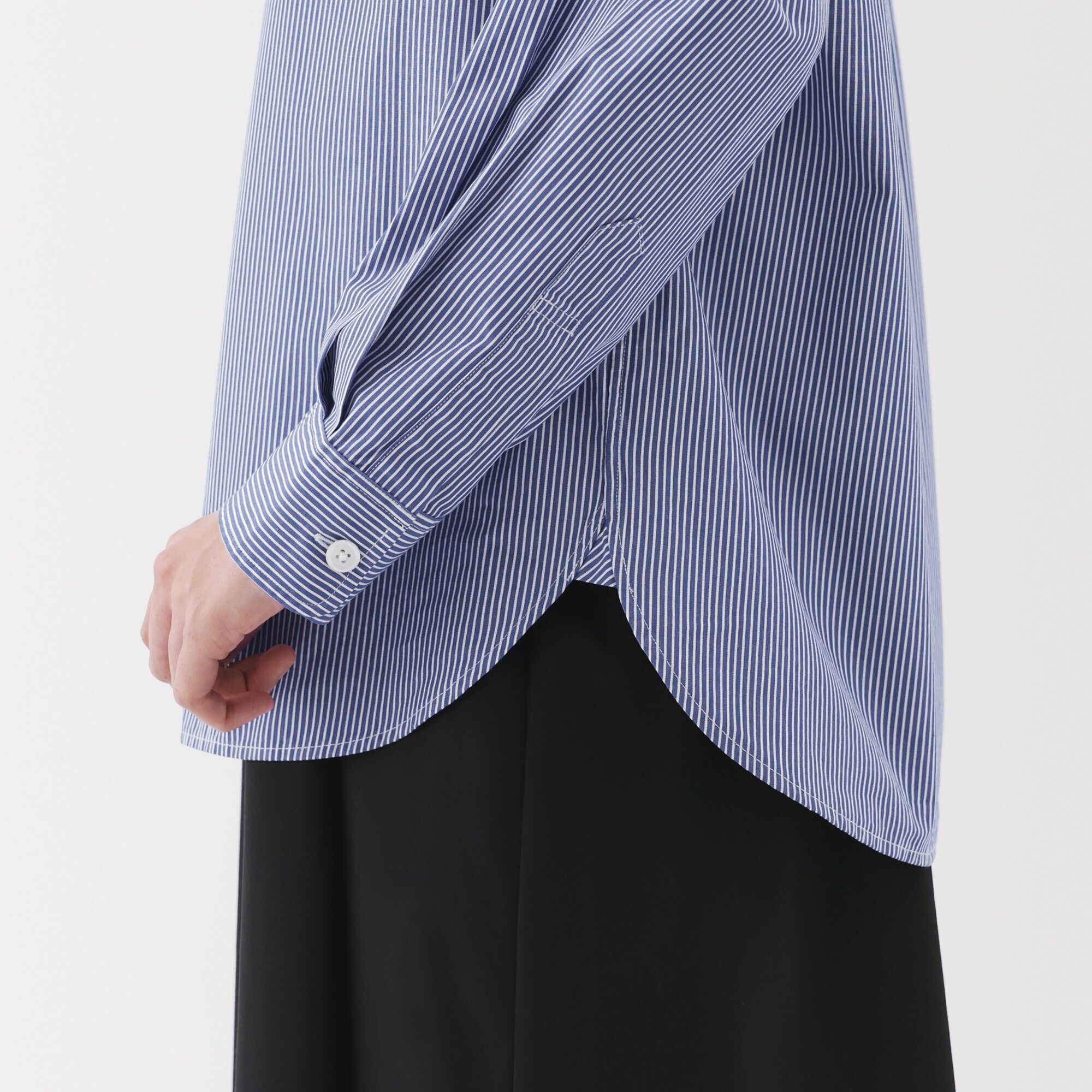 婦人　洗いざらし　ブロードレギュラーカラー長袖シャツ