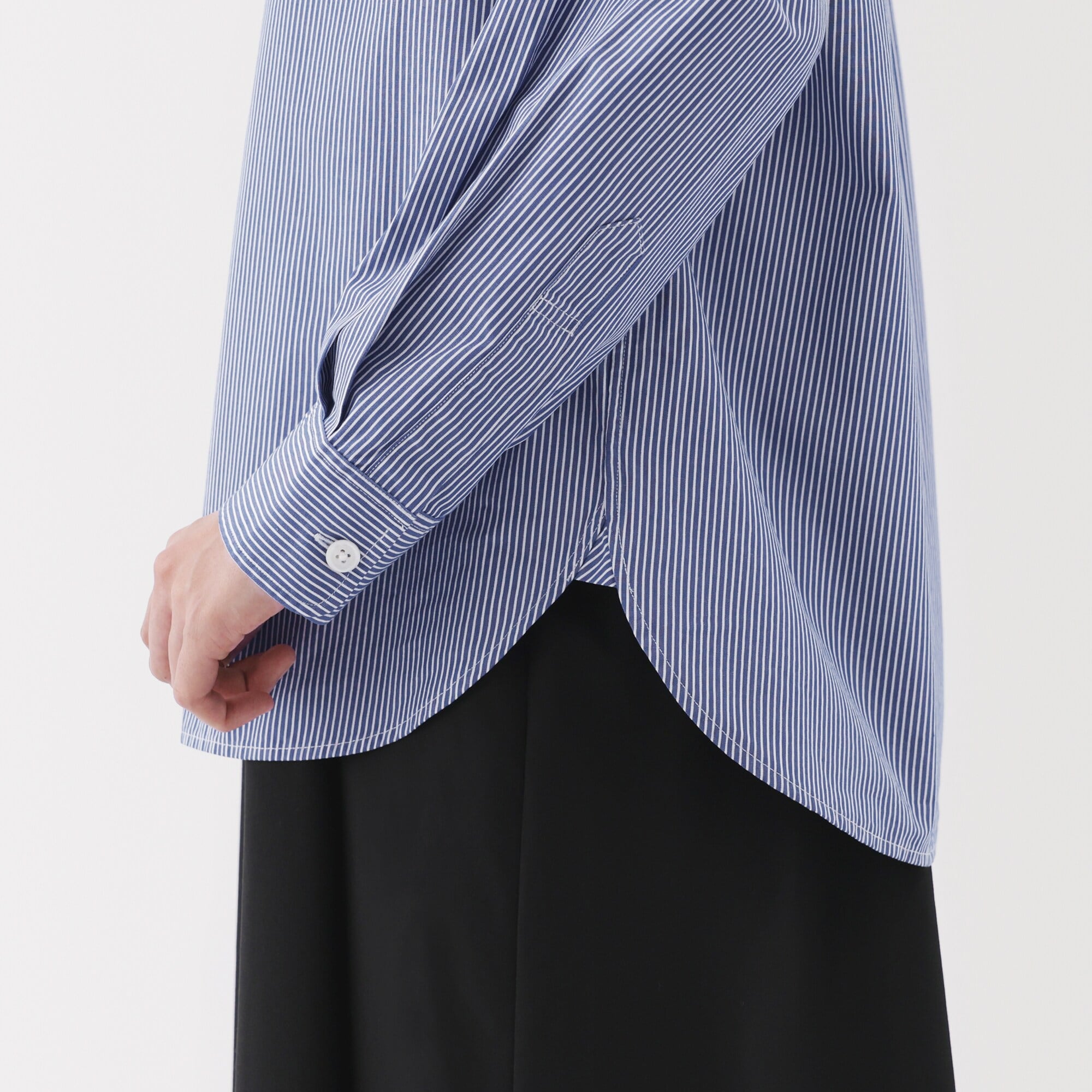 婦人　洗いざらし　ブロードレギュラーカラー長袖シャツ