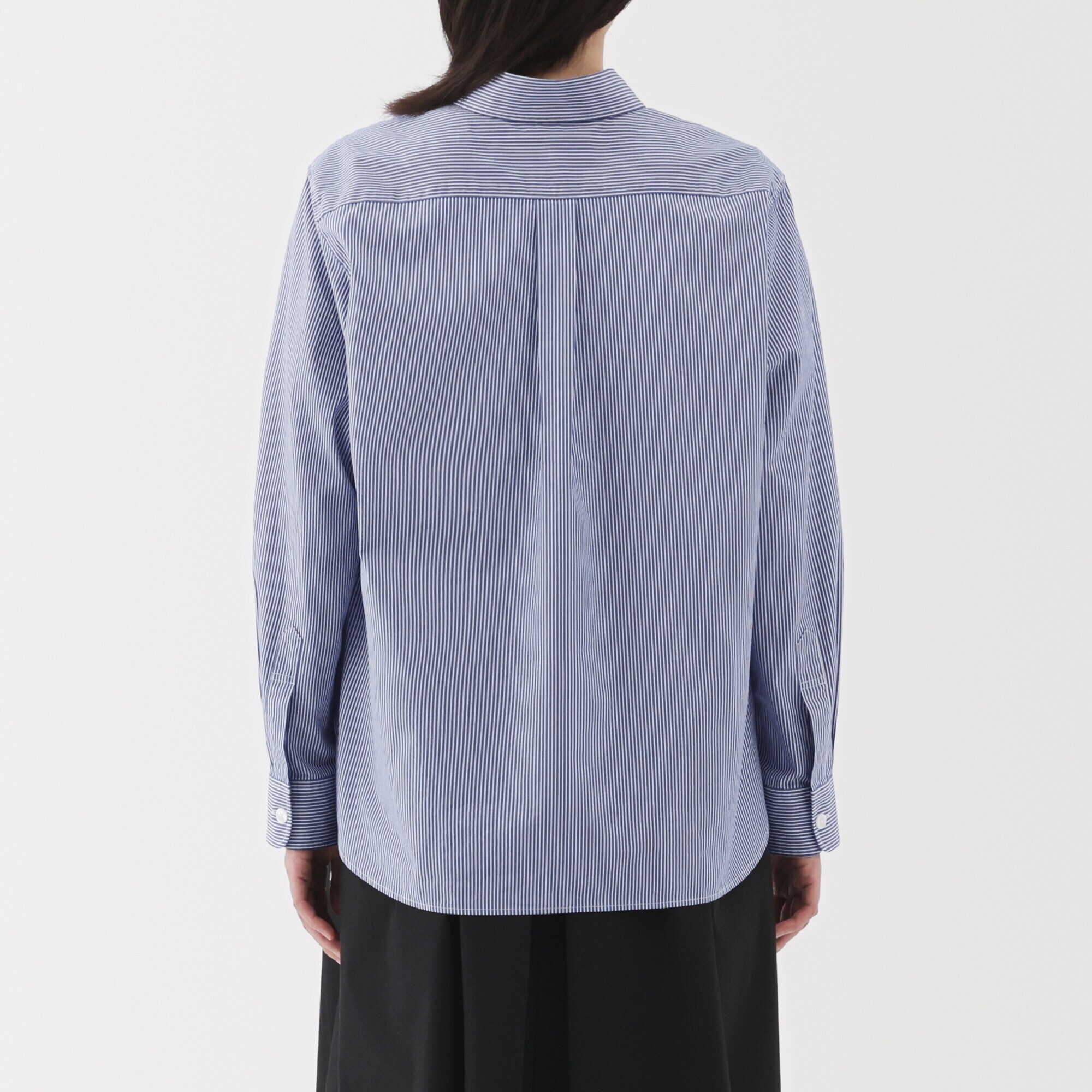 婦人　洗いざらし　ブロードレギュラーカラー長袖シャツ