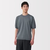 紳士　ＵＶカットヘンプ混クルーネック半袖セーター
