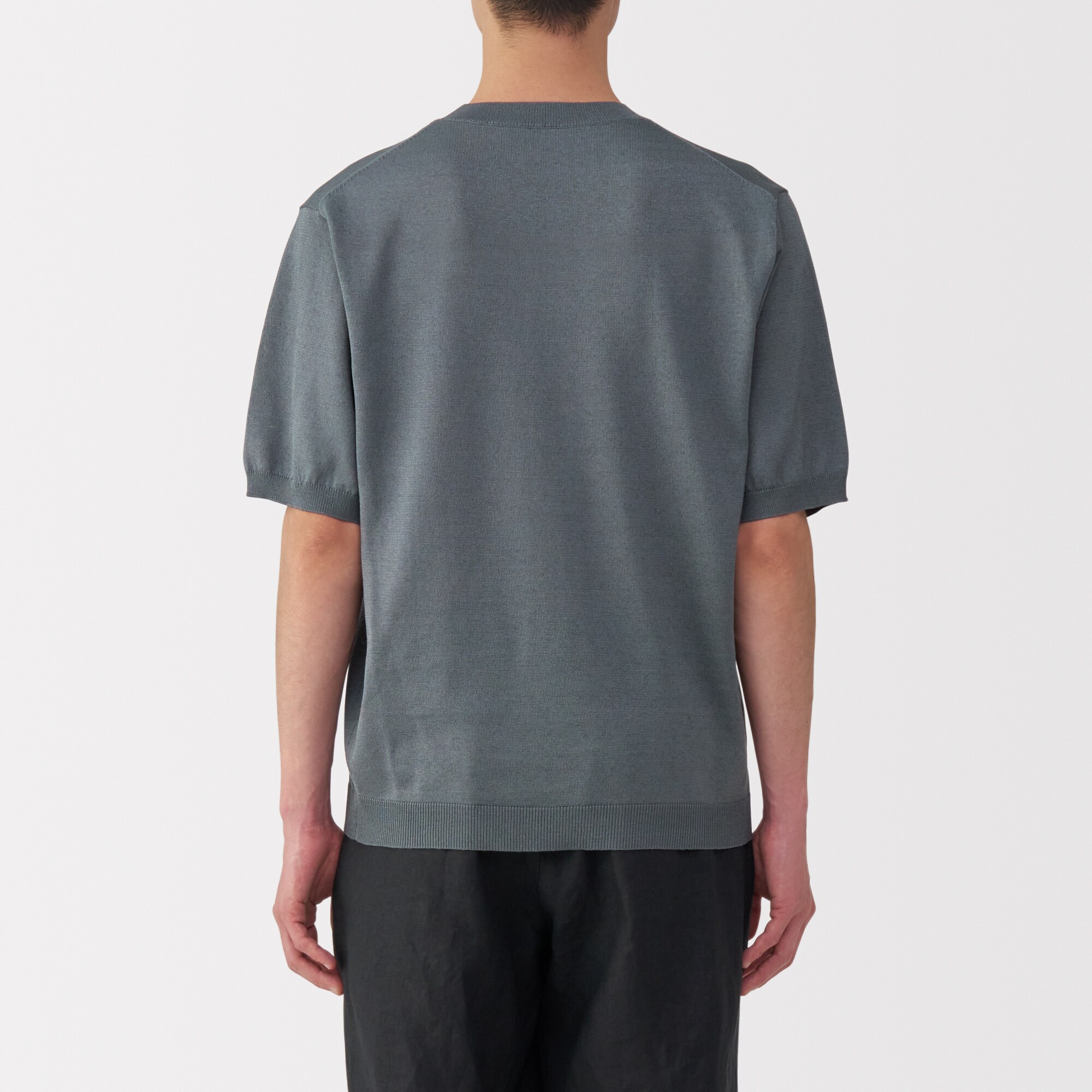 紳士　ＵＶカットヘンプ混クルーネック半袖セーター