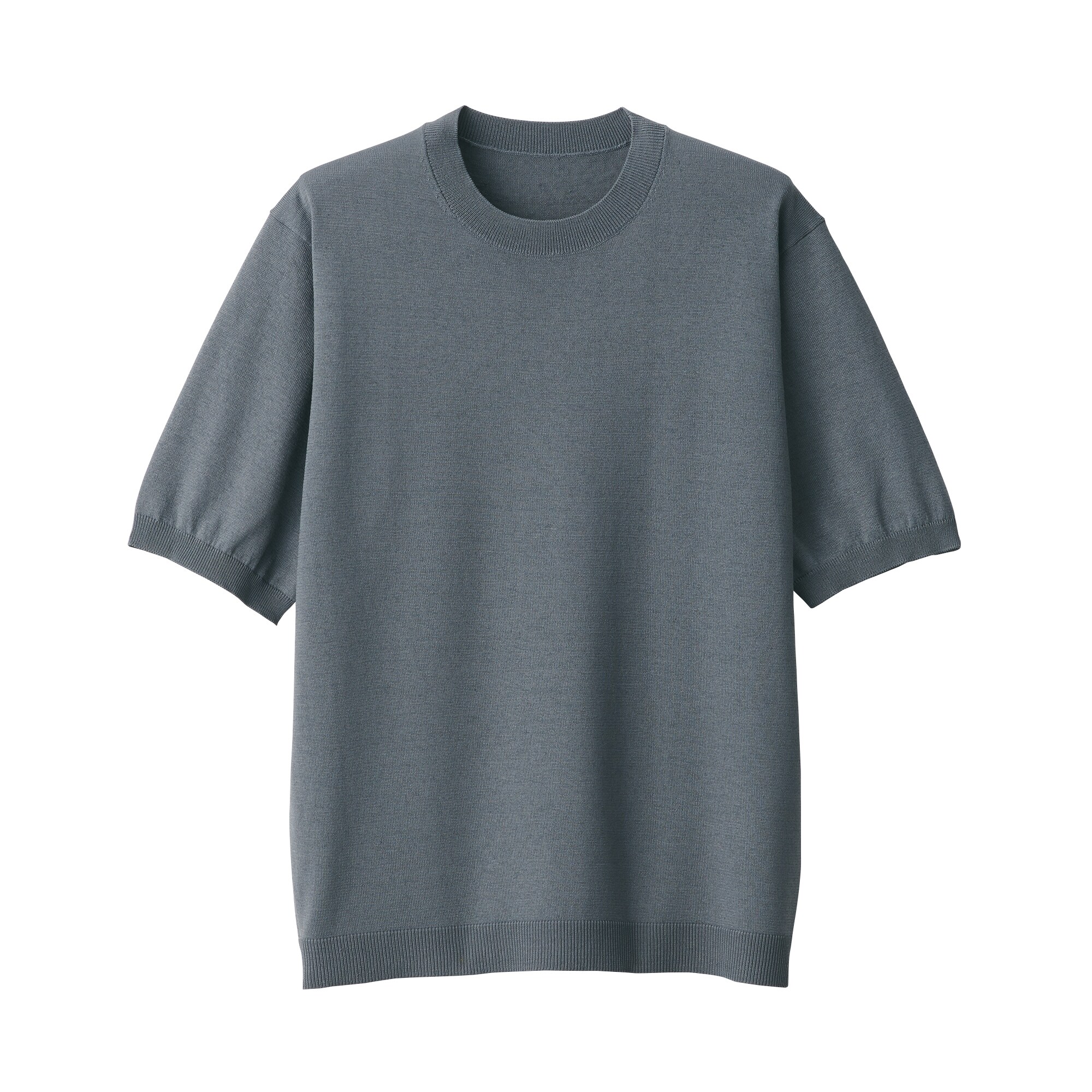 紳士　ＵＶカットヘンプ混クルーネック半袖セーター