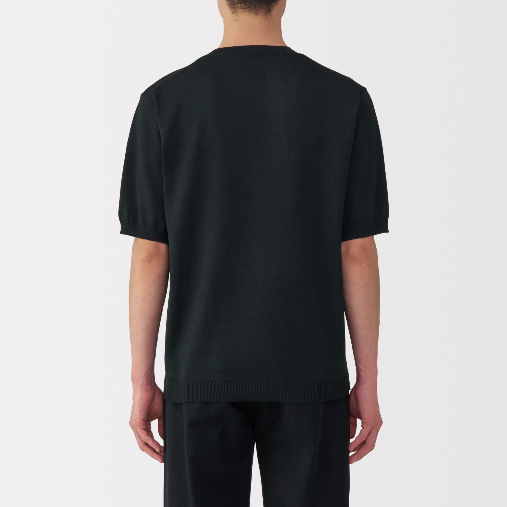 紳士　ＵＶカットヘンプ混クルーネック半袖セーター