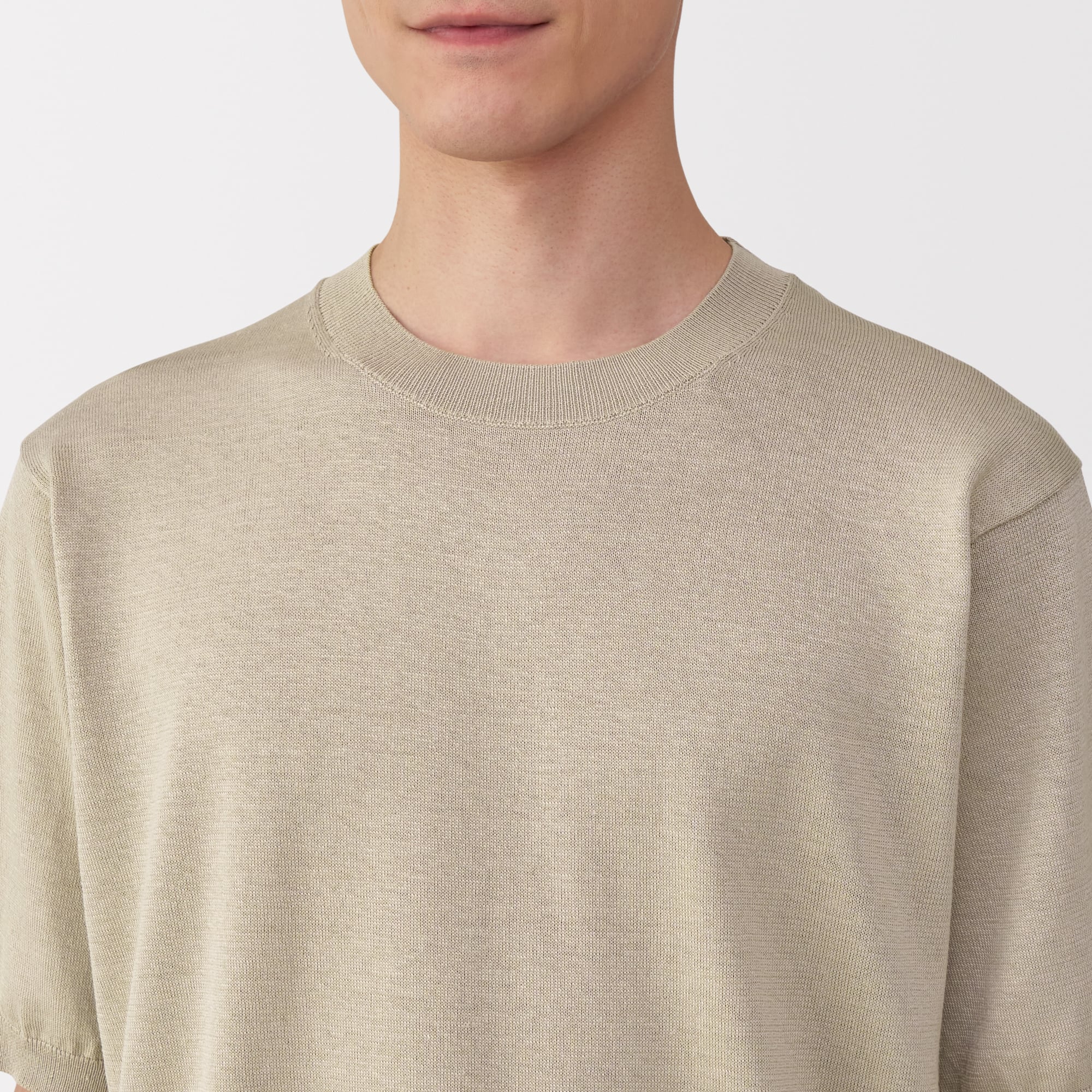 紳士　ＵＶカットヘンプ混クルーネック半袖セーター