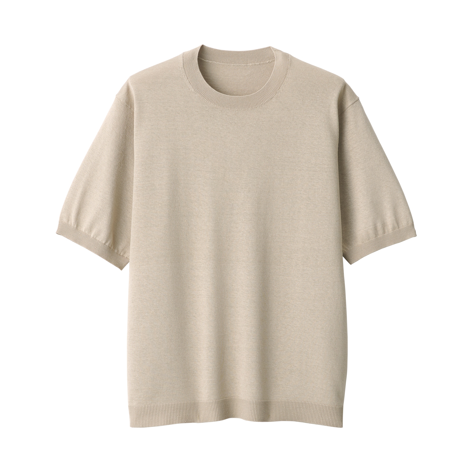 紳士　ＵＶカットヘンプ混クルーネック半袖セーター