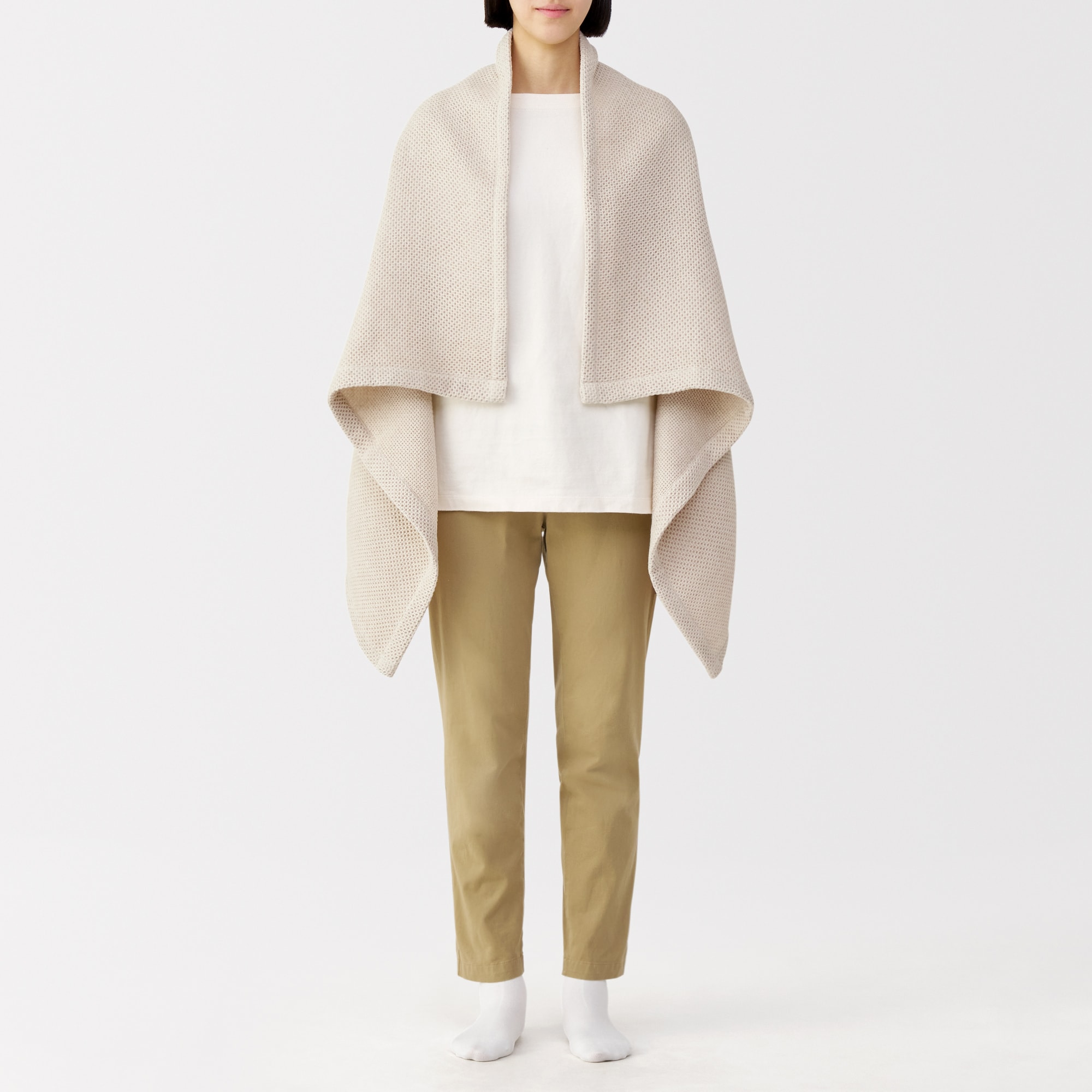 綿麻　ワッフル織　ブランケット