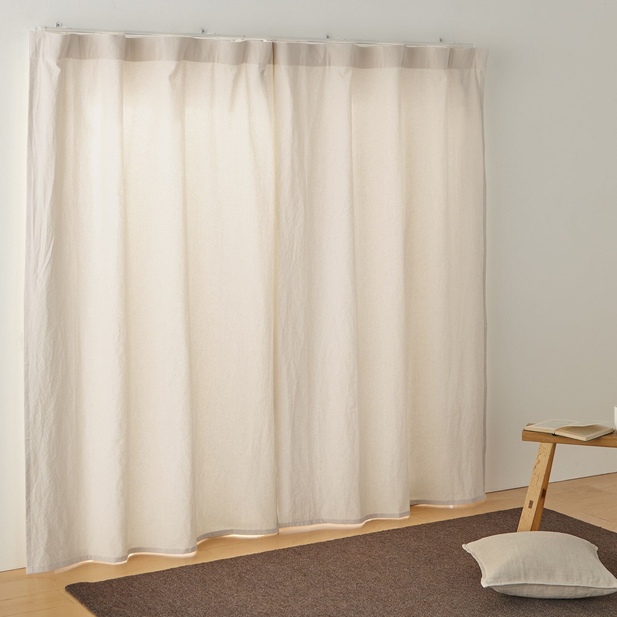 綿洗いざらし平織ノンプリーツカーテン