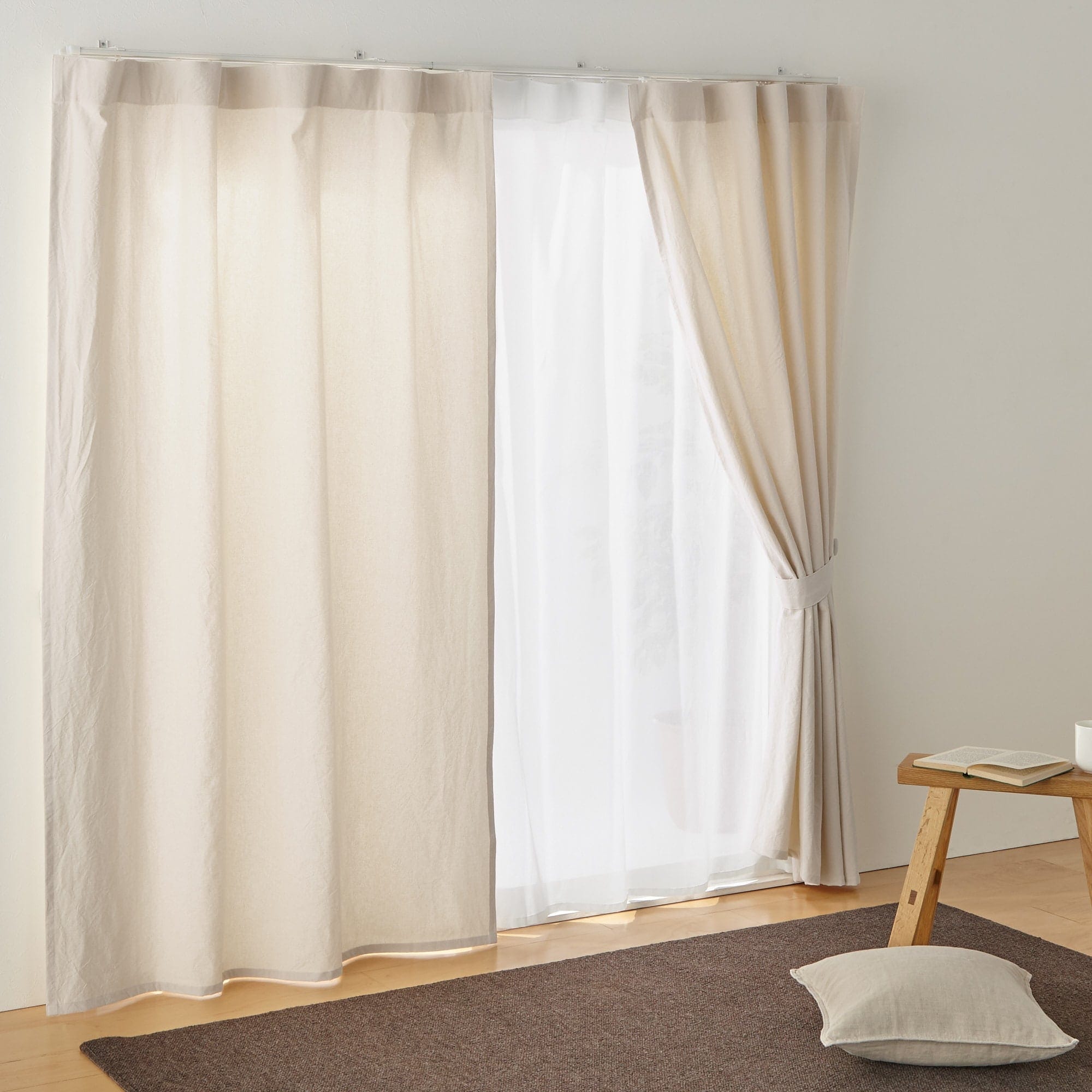 無印良品 ノンプリーツカーテン(綿洗いざらし平織) 2枚組 100×178cm 綿洗いざらし平織ノンプリーツカーテン | 無印良品