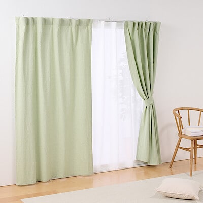 綿洗いざらし平織ノンプリーツカーテン