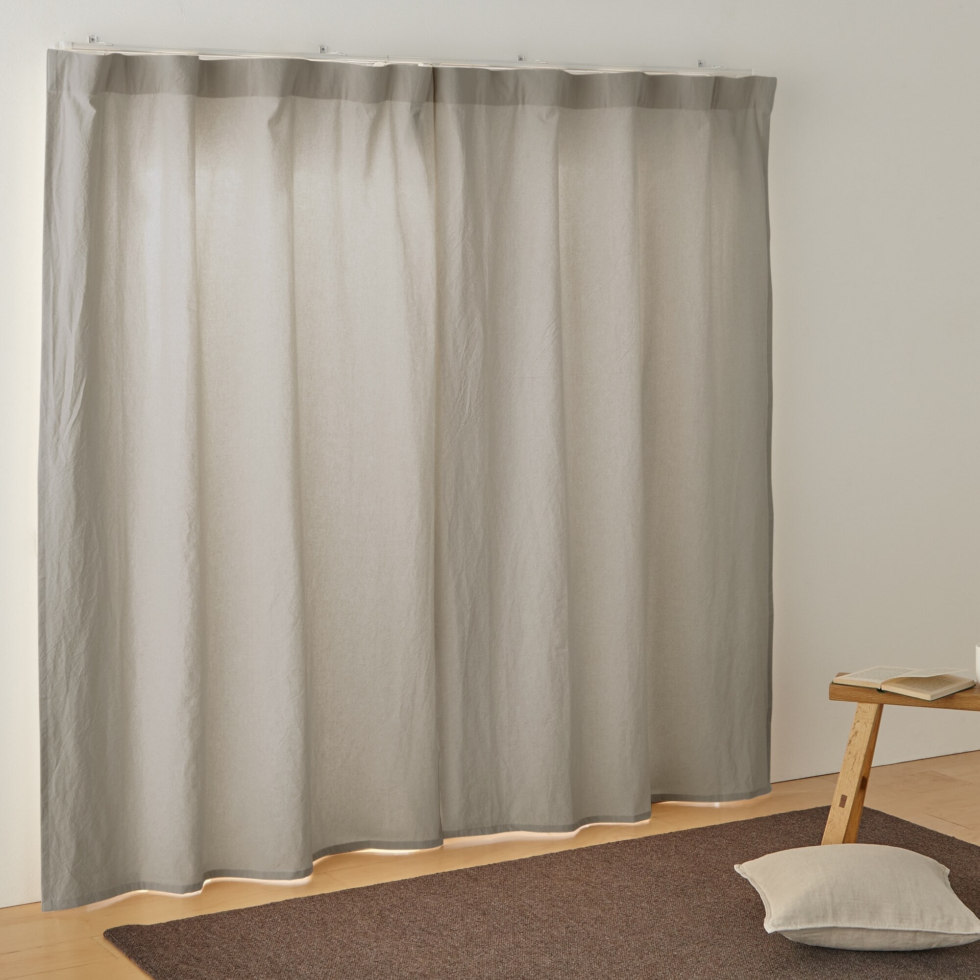 綿洗いざらし平織ノンプリーツカーテン