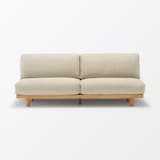 ゆったり座れるアームレスソファ　３シーター　ポリエステル平織　ベージュ