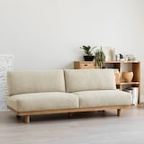 ゆったり座れるアームレスソファ　３シーター　ポリエステル平織　ベージュ