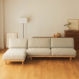 ゆったり座れるアームレスソファ　３シーター　ポリエステル平織　ベージュ