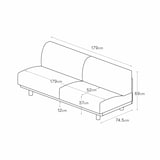 ゆったり座れるアームレスソファ　３シーター　ポリエステル平織　ベージュ