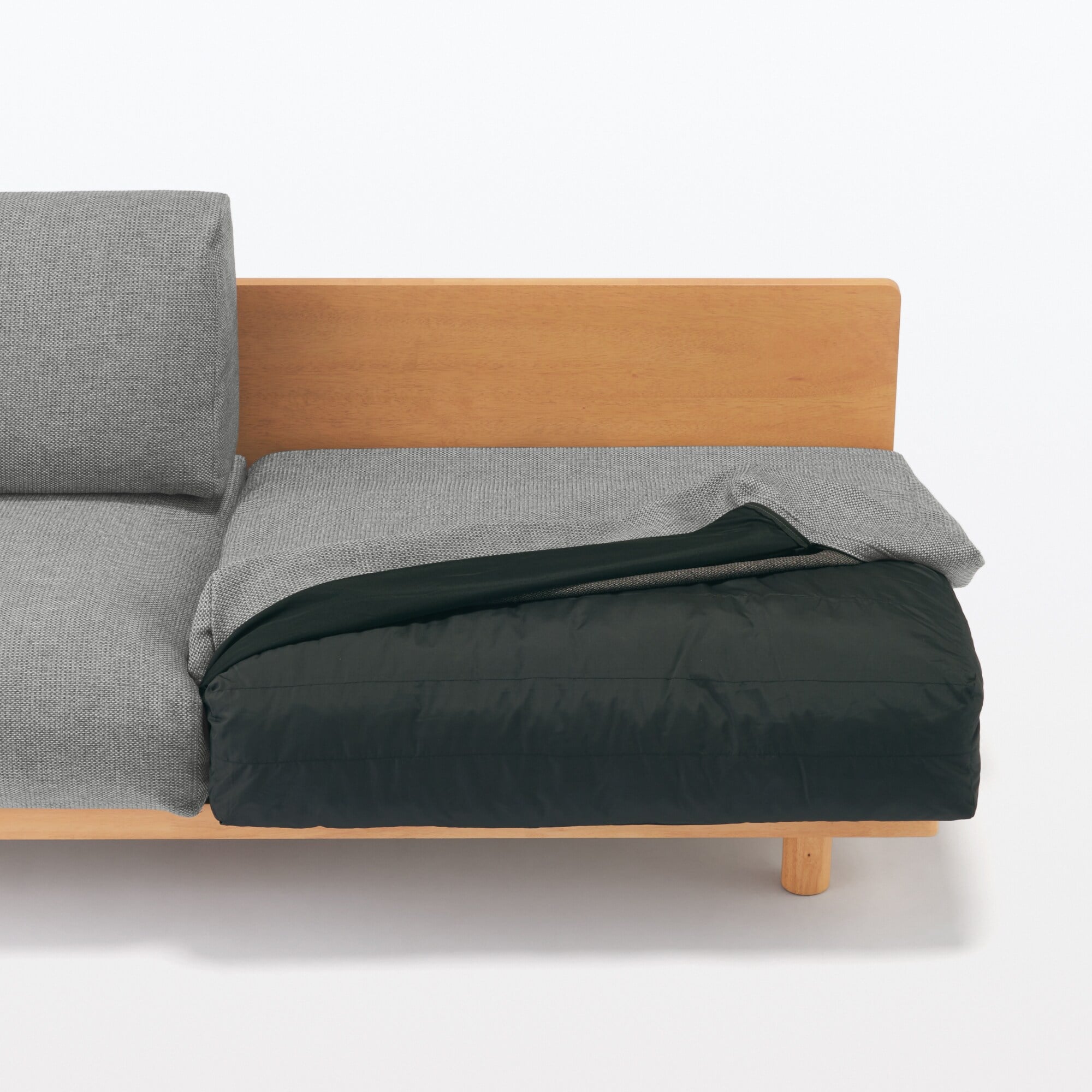 ゆったり座れるアームレスソファ　３シーター　ポリエステル平織　グレー