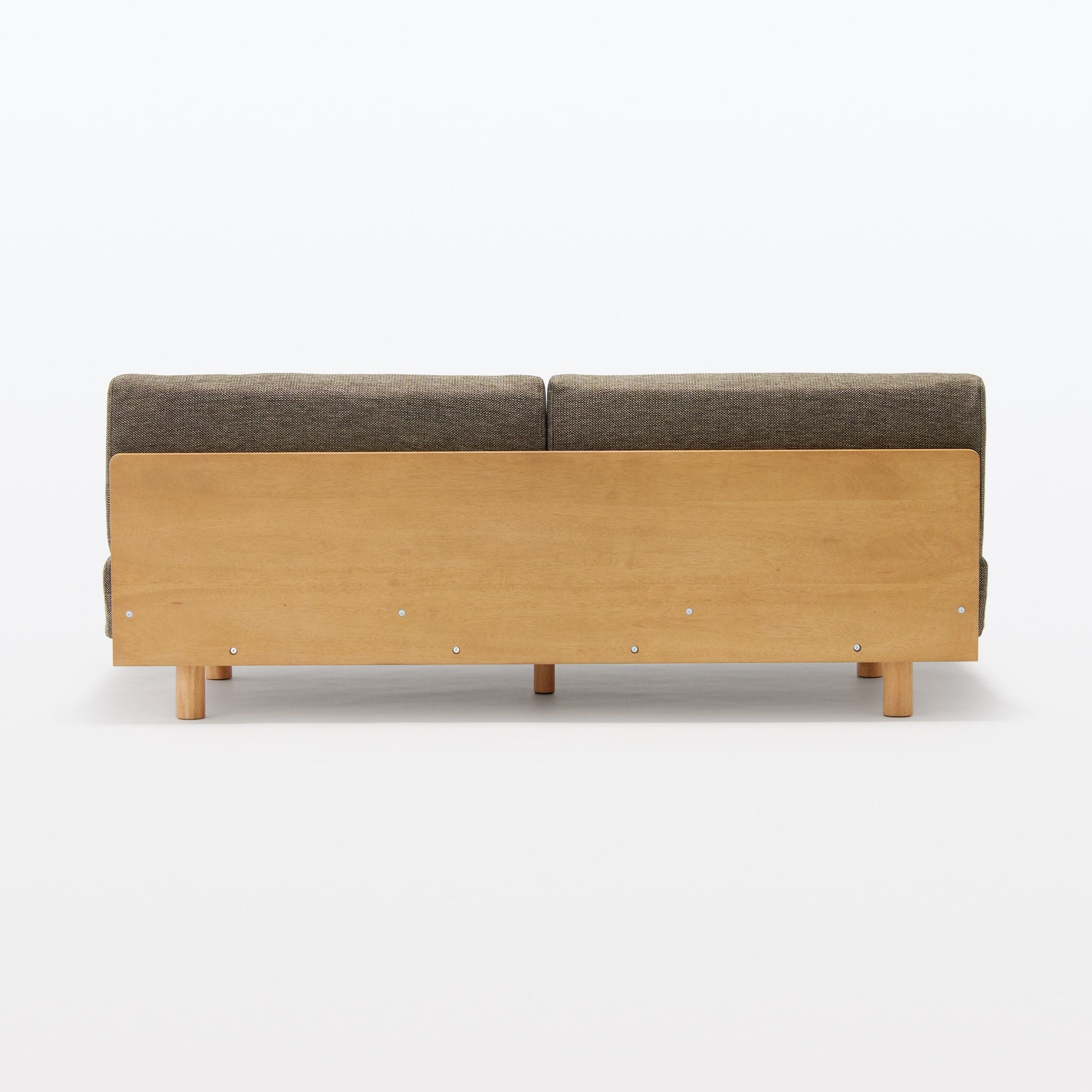 ゆったり座れるアームレスソファ　３シーター　ポリエステル平織　ブラウン