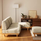 ゆったり座れるアームレスソファ　２シーター　ポリエステル平織　ベージュ