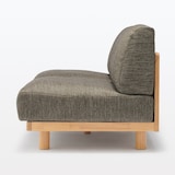 ゆったり座れるアームレスソファ　２シーター　ポリエステル平織　ブラウン