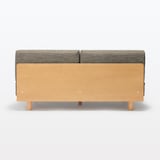 ゆったり座れるアームレスソファ　２シーター　ポリエステル平織　ブラウン