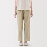 婦人　風を通す　ストレッチサッカーイージーテーパードパンツ