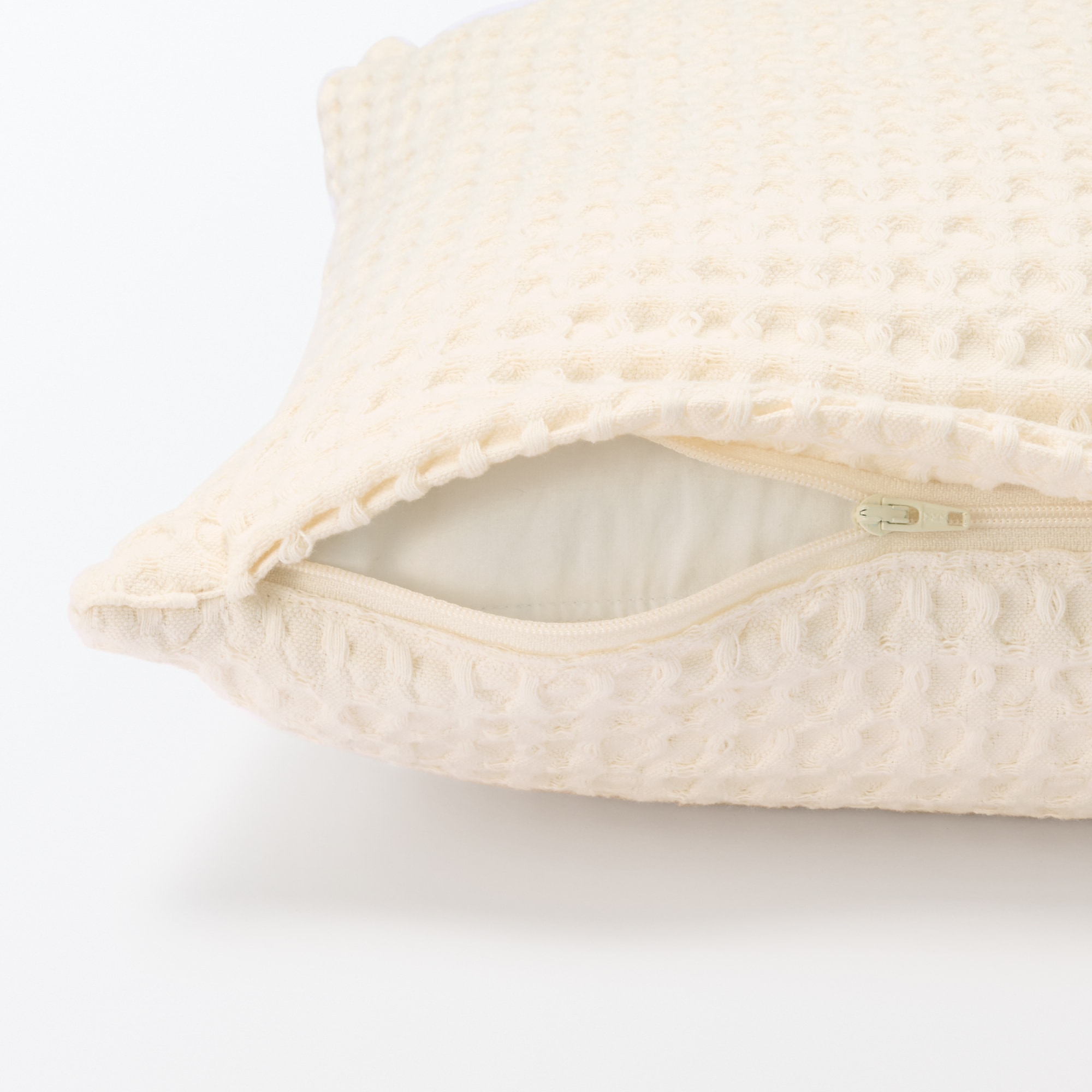 インド綿洗いざらしワッフル織クッションカバー