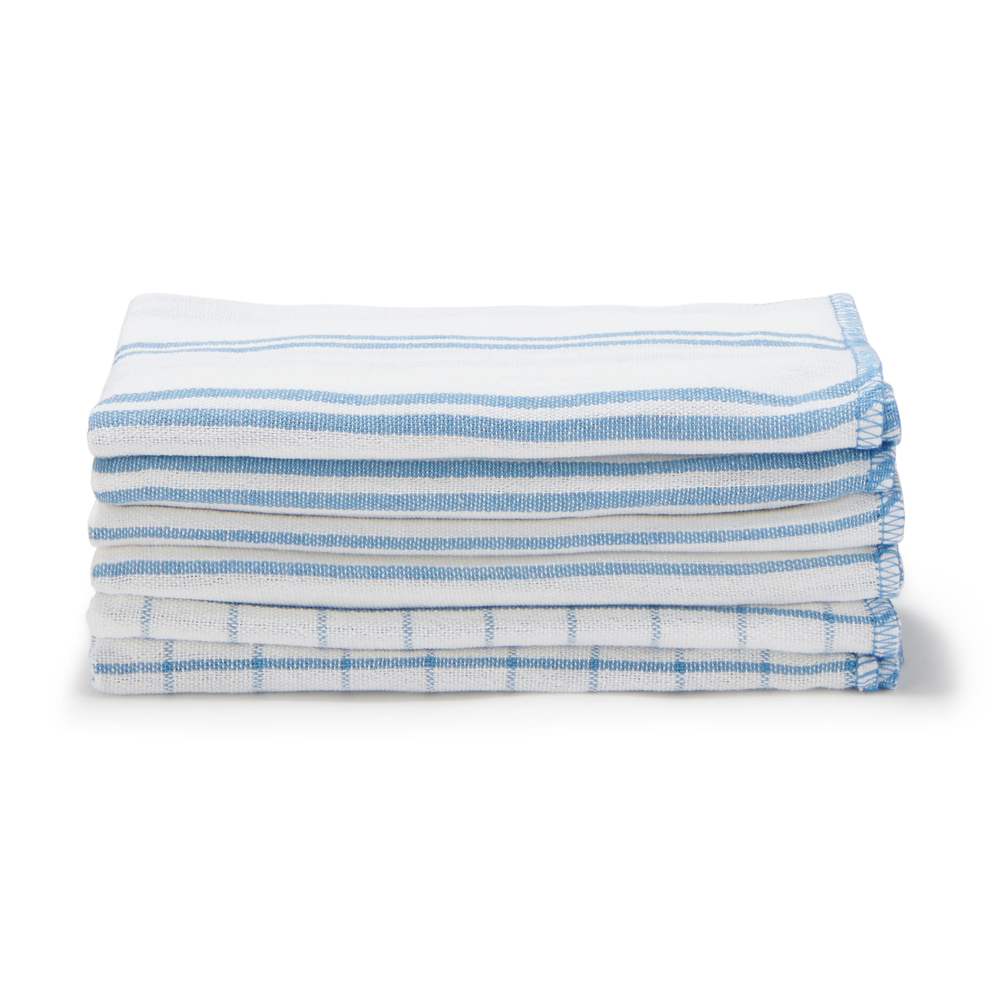 インド綿　先染めふきん　６枚組／ブルー