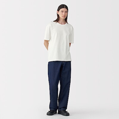 紳士　昔ながらの製法で編み立てた天竺クルーネック半袖Ｔシャツ