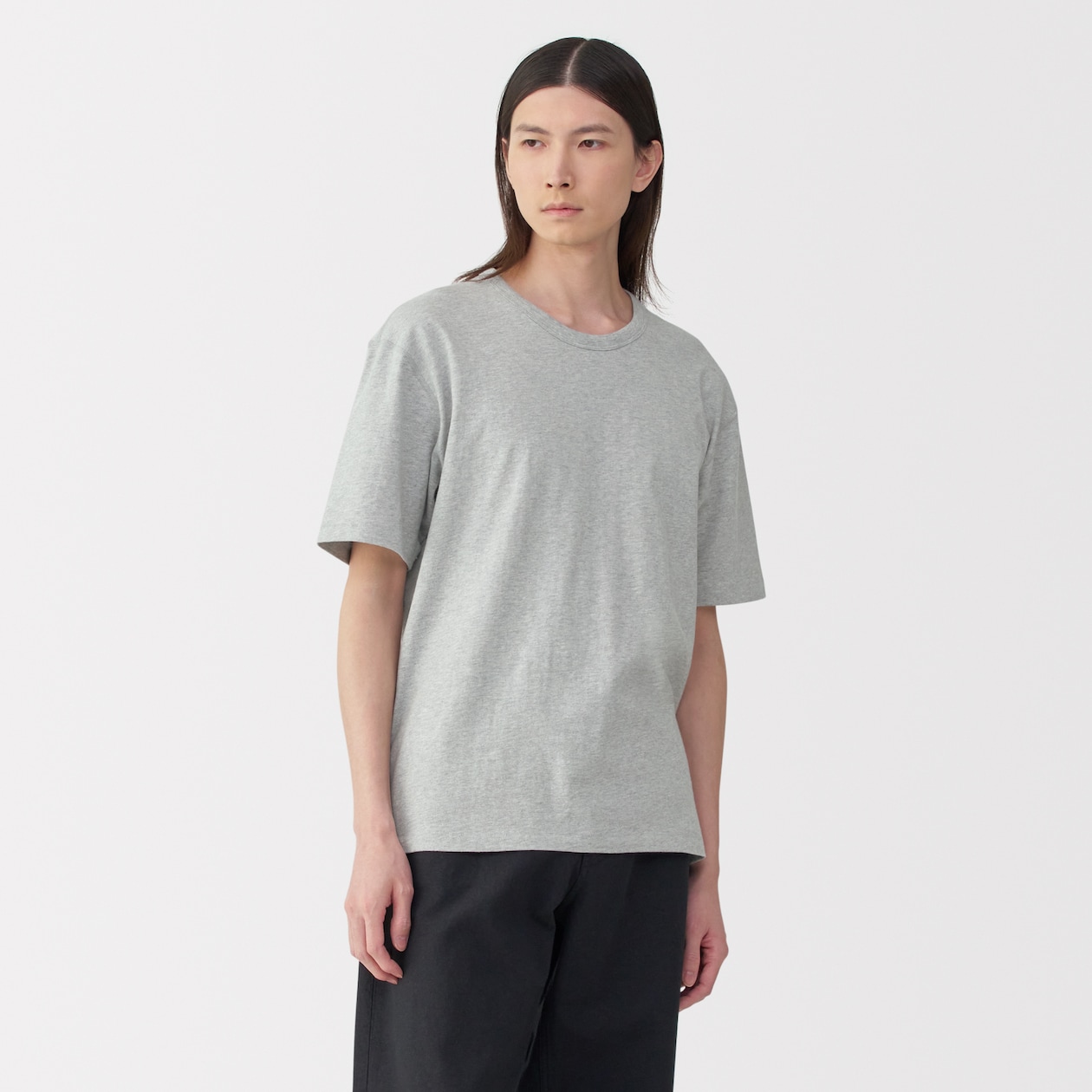 紳士　昔ながらの製法で編み立てた天竺クルーネック半袖Ｔシャツ