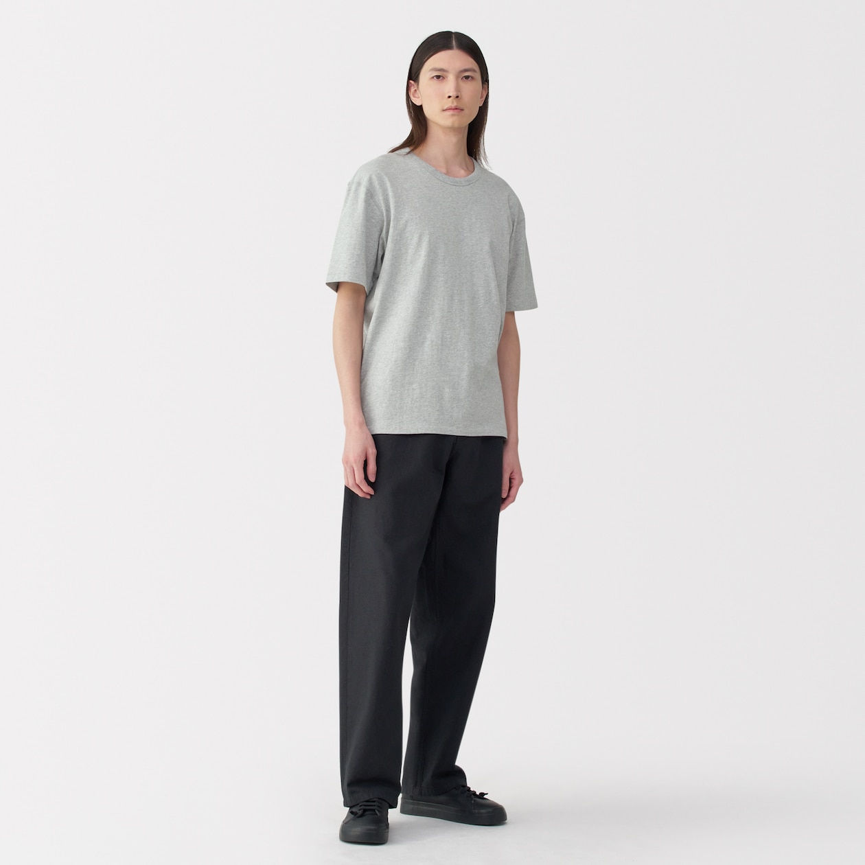 紳士　昔ながらの製法で編み立てた天竺クルーネック半袖Ｔシャツ