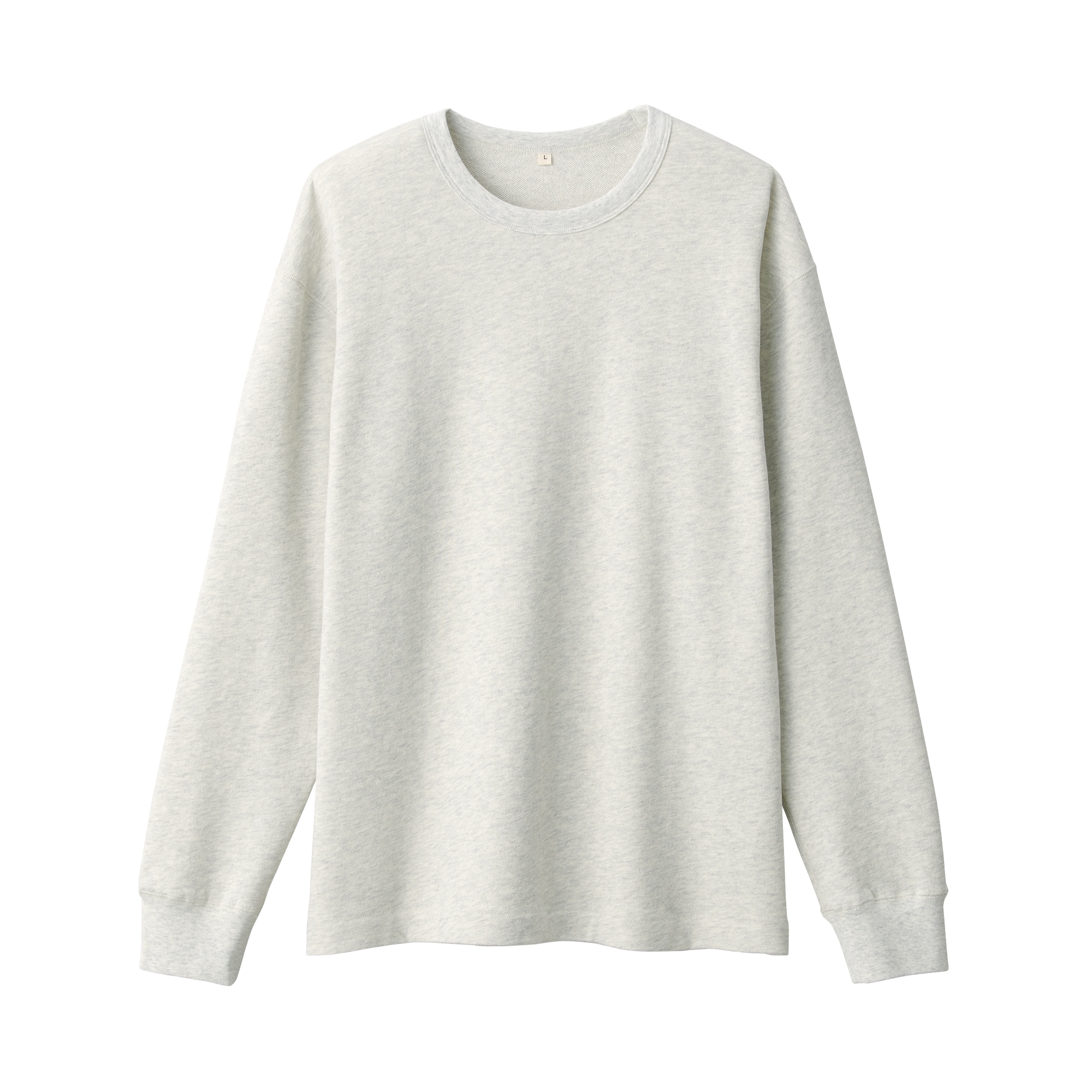 紳士　昔ながらの製法で編み立てたミニ裏毛クルーネック長袖Ｔシャツ