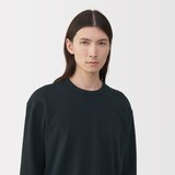 紳士　昔ながらの製法で編み立てたミニ裏毛クルーネック長袖Ｔシャツ