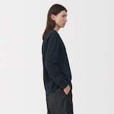 紳士　昔ながらの製法で編み立てたミニ裏毛クルーネック長袖Ｔシャツ