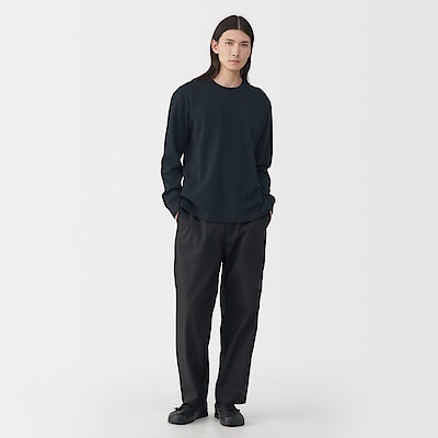 紳士　昔ながらの製法で編み立てたミニ裏毛クルーネック長袖Ｔシャツ