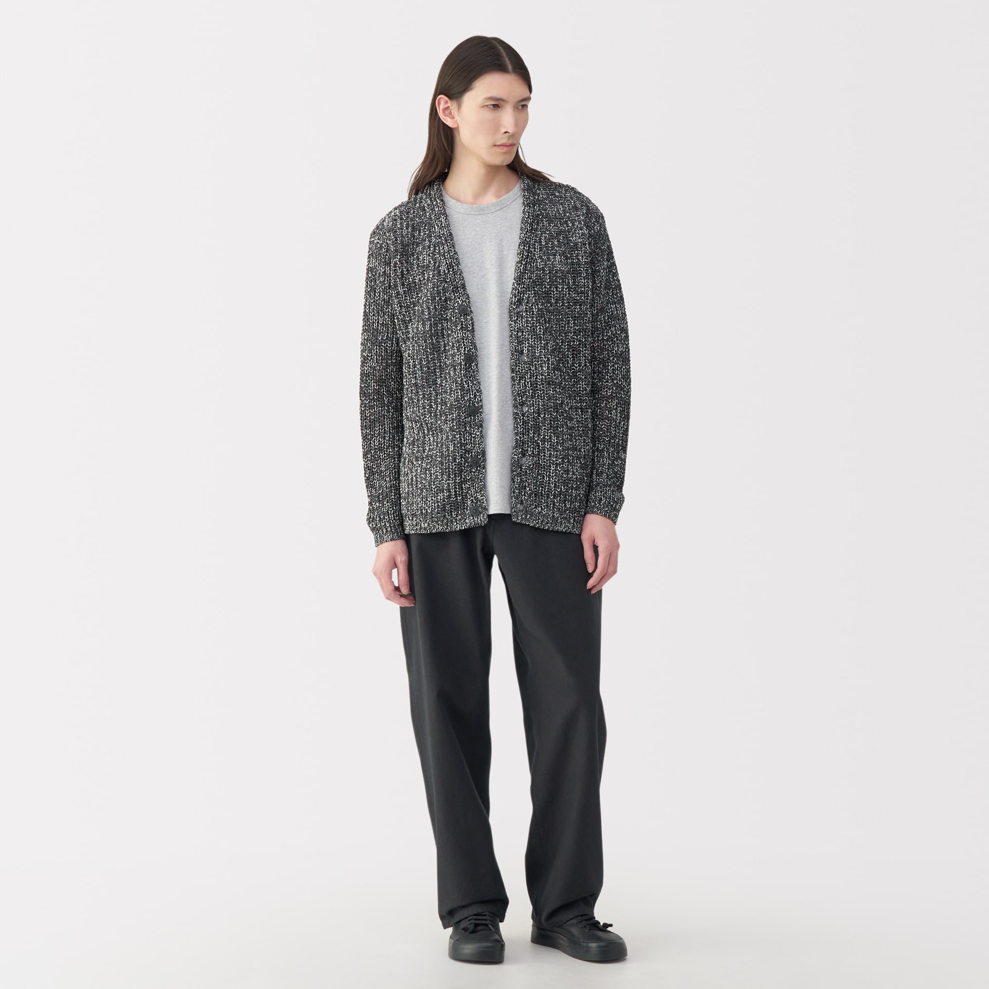 紳士　コットンローゲージニットカーディガン