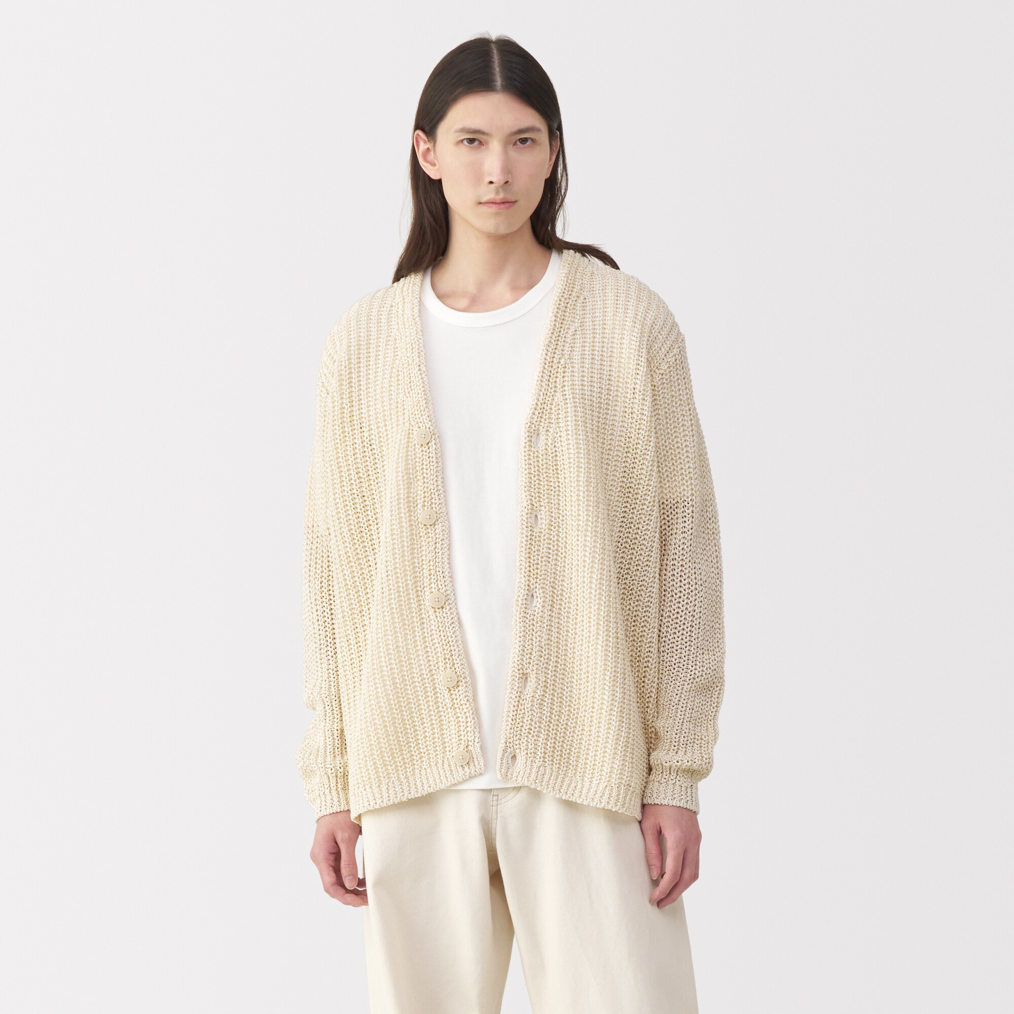 紳士　コットンローゲージニットカーディガン